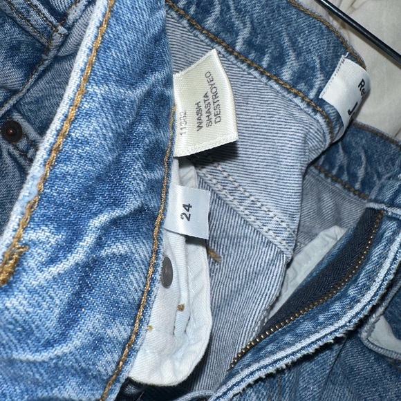 Reformation Shasta Destroyed Mid-Rise Straight Leg Jeans Waist Size 24 - Picture 7 of 7